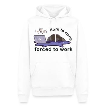Né pour dormir forcé de travailler chat mignon travail - Sweat à capuche Premium bio Homme - blanc - Devant - Nico (187cm)