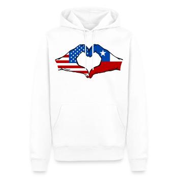 États-Unis Drapeau du Chili main coeur forme - Sweat à capuche Premium bio Homme - blanc - Devant - Nico (187cm)