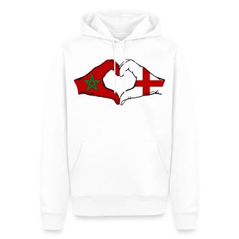 Marokko England Flagge Haende Herzform - Männer Premium Bio Hoodie - Weiß - Vorne - Nico (187cm)