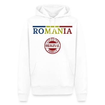 Drapeau roumain, fierté roumaine - Sweat à capuche Premium bio Homme - blanc - Devant - Nico (187cm)