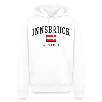 Innsbruck Vintage Flag Logo – Austria - Männer Premium Bio Hoodie - Weiß - Vorne - Nico (187cm)