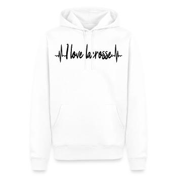 Lacrosse Spieler EKG - Männer Premium Bio Hoodie - Weiß - Vorne - Nico (187cm)