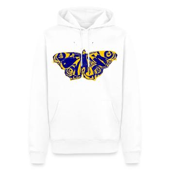 Papillon bleu-jaune – symbole de légèreté - Sweat à capuche Premium bio Homme - blanc - Devant - Nico (187cm)