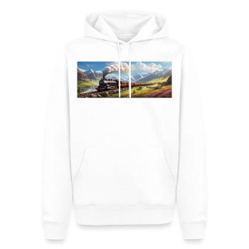 Train de chemin de fer nostalgique avec locomotive à vapeur - Sweat à capuche Premium bio Homme - blanc - Devant - Nico (187cm)