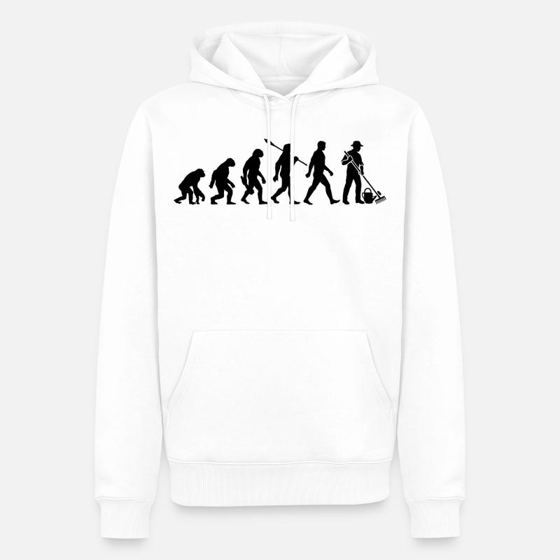 Evolution - Gärtner - Garten - Gartenarbeit - Männer Premium Bio Hoodie - Weiß