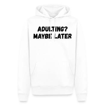 Growing up: Maybe later - Men’s Premium Organic Hoodie - white - Front - Nico (187cm)