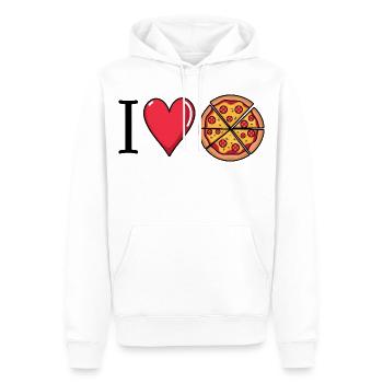 J’adore la pizza - Sweat à capuche Premium bio Homme - blanc - Devant - Nico (187cm)