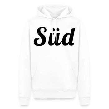 schwarz, weiss, blau - Alm Statement - Männer Premium Bio Hoodie - Weiß - Vorne - Nico (187cm)