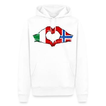 Drapeau de l'Italie et de la Norvège en forme de cœur - Sweat à capuche Premium bio Homme - blanc - Devant - Nico (187cm)