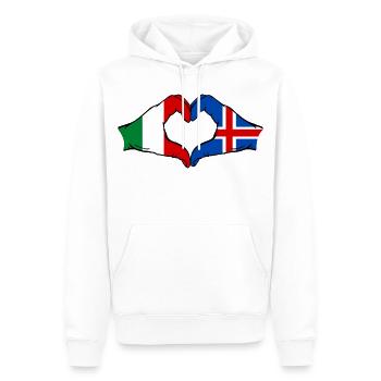 Drapeau de l'Italie et de l'Islande, mains en forme de cœur - Sweat à capuche Premium bio Homme - blanc - Devant - Nico (187cm)