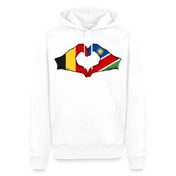 Belgien Namibia Flagge Hände Herzform - Männer Premium Bio Hoodie - Weiß - Vorne - Nico (187cm)