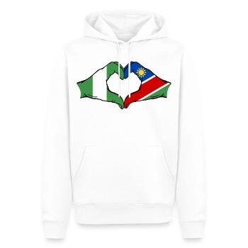 Drapeau du Nigéria et de la Namibie, mains en forme de cœur - Sweat à capuche Premium bio Homme - blanc - Devant - Nico (187cm)