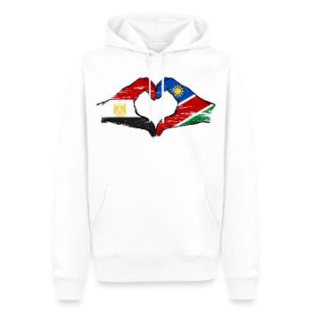 Egypt Namibia Flag Hands Heart Shape Used - Men’s Premium Organic Hoodie - white - Front - Nico (187cm)