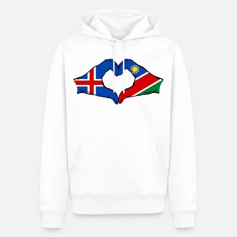 Island_Namibia_Flagge_Hände_Herzform - Sweat à capuche Premium bio Homme - blanc