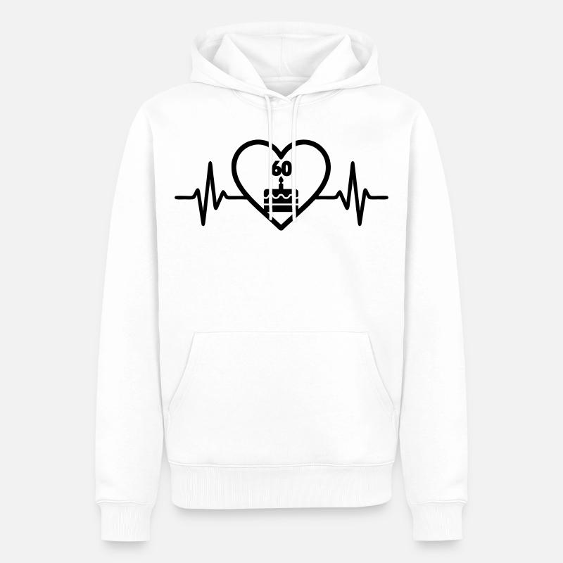 Gâteau d’anniversaire de coeur 60 ans - Sweat à capuche Premium bio Homme - blanc