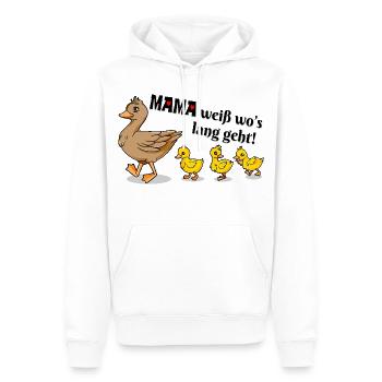 Illustration drôle de la devise de la famille des oies et des canards - Sweat à capuche Premium bio Homme - blanc - Devant - Nico (187cm)