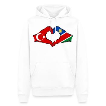 Türkiye Namibia flag hands heart shape - Men’s Premium Organic Hoodie - white - Front - Nico (187cm)