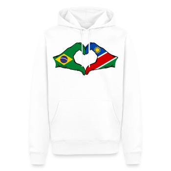Brésil Palestine Drapeau Mains Coeur Forme - Sweat à capuche Premium bio Homme - blanc - Devant - Nico (187cm)
