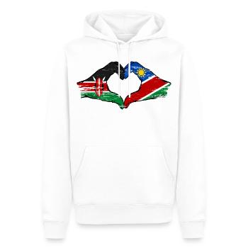 Kenya Namibia Flag Hands Heart Shape used - Men’s Premium Organic Hoodie - white - Front - Nico (187cm)
