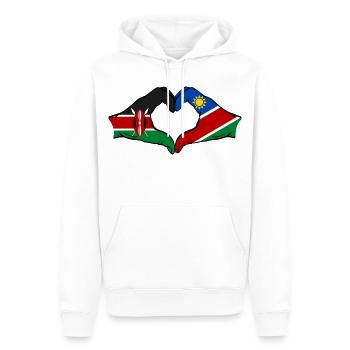 Kenya Namibia Flag Hands Heart Shape - Men’s Premium Organic Hoodie - white - Front - Nico (187cm)