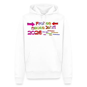Frohes neues Jahr 2026 Neujahrswünsche bunt Segen - Männer Premium Bio Hoodie - Weiß - Vorne - Nico (187cm)