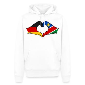 Drapeau de l'Allemagne et de la Namibie, mains en forme de cœur - Sweat à capuche Premium bio Homme - blanc - Devant - Nico (187cm)