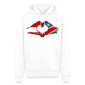 Österreich Namibia Flagge Hände Herzform used - Männer Premium Bio Hoodie - Weiß - Vorne - Nico (187cm)