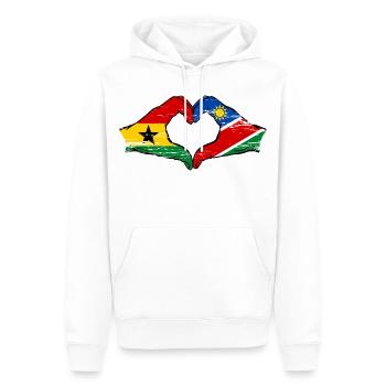 Ghana Namibia Flagge Hände Herzform used - Männer Premium Bio Hoodie - Weiß - Vorne - Nico (187cm)