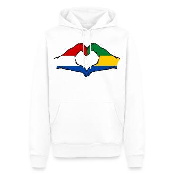 Holland Gabon Flagge Hände Herzform - Männer Premium Bio Hoodie - Weiß - Vorne - Nico (187cm)