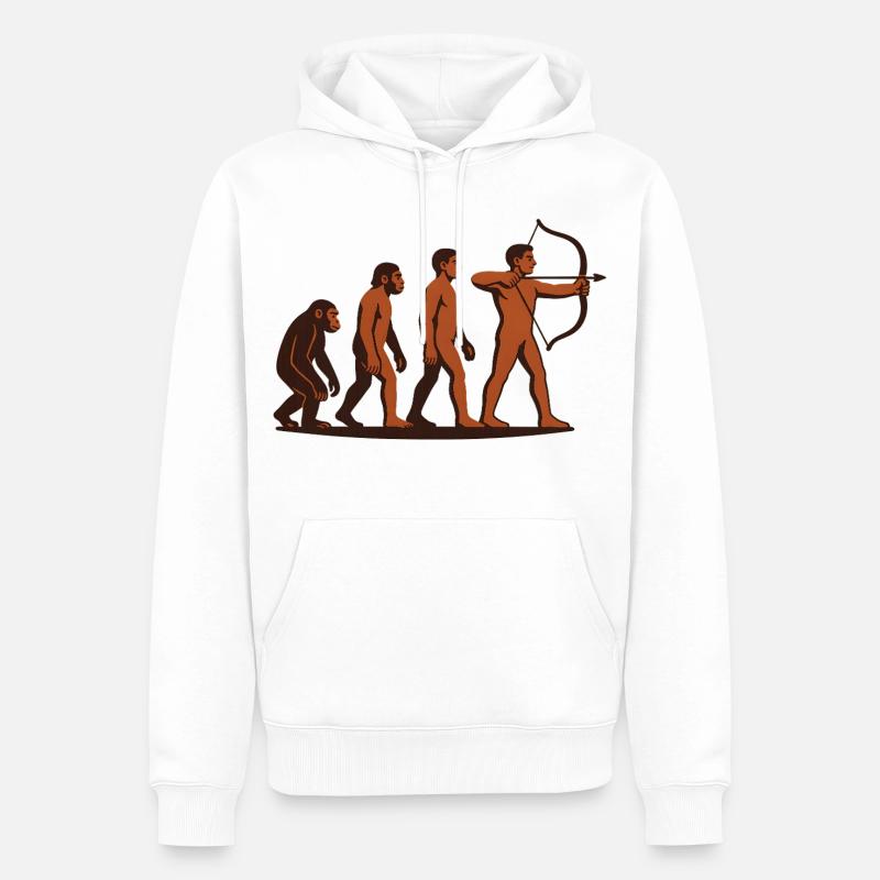 Archer cible à arc Evolution Archery - Sweat à capuche Premium bio Homme - blanc