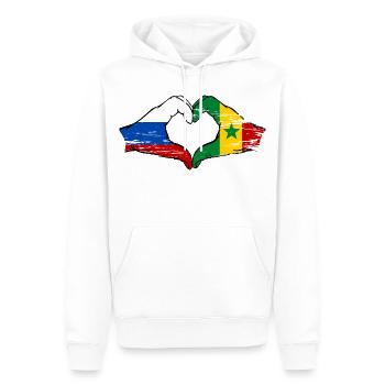 Russland Senegal Flagge Hände Herzform used - Männer Premium Bio Hoodie - Weiß - Vorne - Nico (187cm)