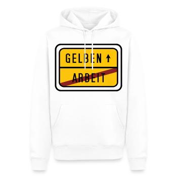 Fraude au temps de travail – Bouclier anti-travail - Sweat à capuche Premium bio Homme - blanc - Devant - Nico (187cm)