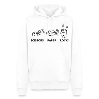 Siccors Paper Rock - Édition Heavy Rock - Sweat à capuche Premium bio Homme - blanc - Devant - Nico (187cm)
