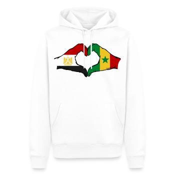 Herz aus Ägypten und Senegal Flaggen - Männer Premium Bio Hoodie - Weiß - Vorne - Nico (187cm)