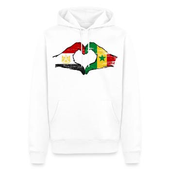Egypte Sénégal Drapeau Mains Coeur Forme Utilisé - Sweat à capuche Premium bio Homme - blanc - Devant - Nico (187cm)