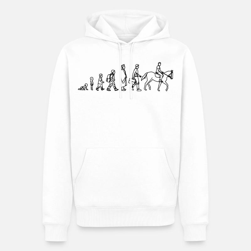 Évolution de l’enfant au cavalier - Sweat à capuche Premium bio Homme - blanc