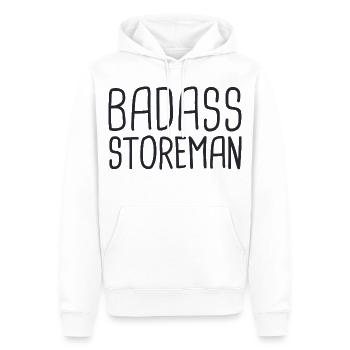 Storeman Badass - Men’s Premium Organic Hoodie - white - Front - Nico (187cm)
