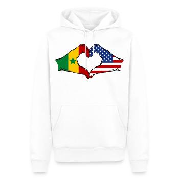 Senegal USA Flagge Hände Herzform - Männer Premium Bio Hoodie - Weiß - Vorne - Nico (187cm)
