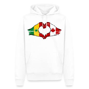 Sénégal Canada Drapeau Mains Coeur Forme - Sweat à capuche Premium bio Homme - blanc - Devant - Nico (187cm)