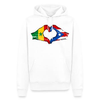 Senegal Puerto Rico Flagge Hände Herzform used - Männer Premium Bio Hoodie - Weiß - Vorne - Nico (187cm)