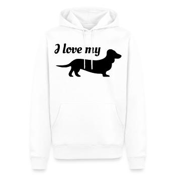 Ich liebe meinen Dackel - Männer Premium Bio Hoodie - Weiß - Vorne - Nico (187cm)