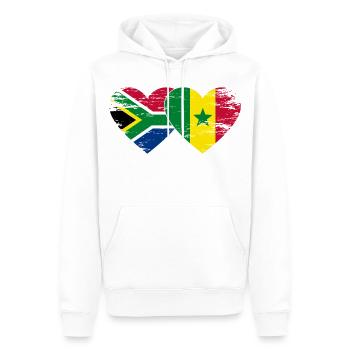 Südafrika Senegal Flagge Herz used - Männer Premium Bio Hoodie - Weiß - Vorne - Nico (187cm)