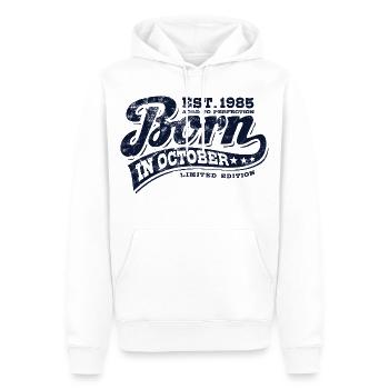 Born in October 1985 - Geburtstag - Geschenk - Männer Premium Bio Hoodie - Weiß - Vorne - Nico (187cm)