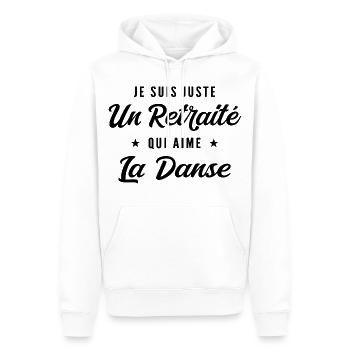 Retraité Danseur Humour Cadeau Retraite - Sweat à capuche Premium bio Homme - blanc - Devant - Nico (187cm)