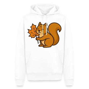 Cute Squirrel with Autumn Leaf Cartoon - Men’s Premium Organic Hoodie - white - Front - Nico (187cm)
