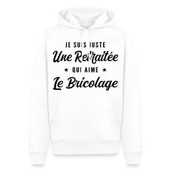 Retraitée Bricoleuse Humour Cadeau Retraite - Sweat à capuche Premium bio Homme - blanc - Devant - Nico (187cm)