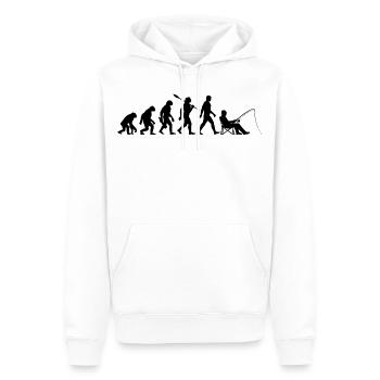 Evolution - Pêche, Cadeau de pêcheur - Sweat à capuche Premium bio Homme - blanc - Devant - Nico (187cm)