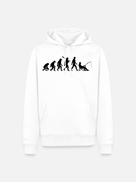 Evolution - Fishing, Angler Gift - Men’s Premium Organic Hoodie - white
