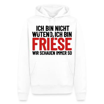 Ich bin nicht wütend - ich bin Friese - Männer Premium Bio Hoodie - Weiß - Vorne - Nico (187cm)