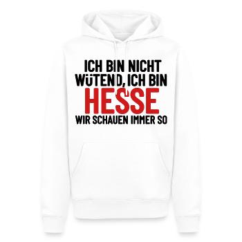 Ich bin nicht wütend - ich bin Hesse - Männer Premium Bio Hoodie - Weiß - Vorne - Nico (187cm)